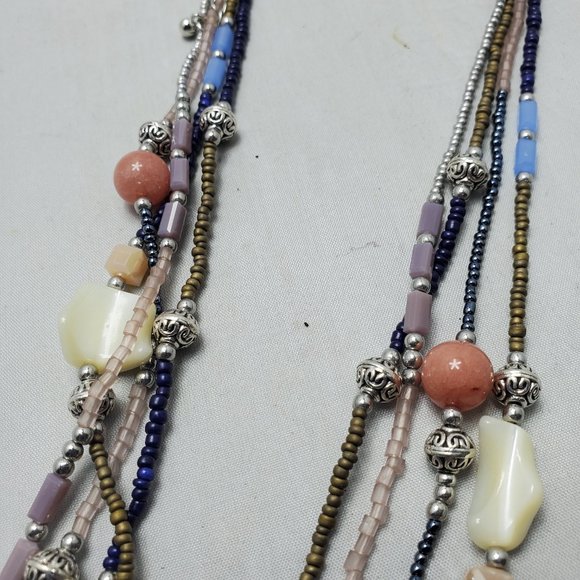 Christopher & Banks 4 strand multi color necklace silver chain - Picture 6 of 6